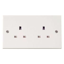 Click PRW032 Polar White 2 Gang 13A Unswitched Socket image