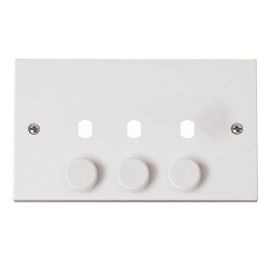 Click PRW147PL Polar White 3 Gang 3 Aperture Unfurnished Dimmer Plate and Knob