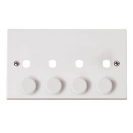 Click PRW148PL Polar White 4 Gang 4 Aperture Unfurnished Dimmer Plate and Knob