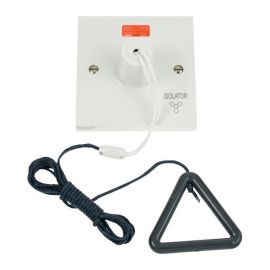 Click PRW208AG Mode Part M Polar White 10A 3 Pole Fan Isolation Pull Cord Switch - Grey Cord and Bangles image