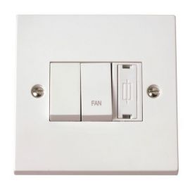 Click PRW291 Polar White 3A 2 Pole Fan Switch 2 Pole Switched Fused Spur Unit