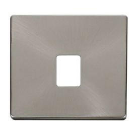 Click SCP115BS Definity Brushed Steel Screwless 1 Gang RJ11 or RJ45 Cover Plate image