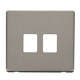 Click SCP118SS Stainless Steel Definity Screwless 2 Gang RJ11 or RJ45 Cover Plate image