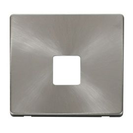 Click SCP120BS Brushed Steel Definity Screwless 1 Gang Telephone Socket Cover Plate image