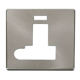 Click SCP152BS Brushed Steel Definity Screwless 13A Flex Outlet Neon Switched Fused Spur Unit Cover Plate image