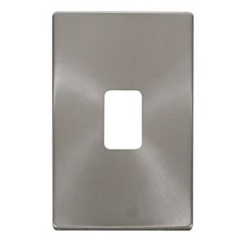Click SCP202BS Brushed Steel Definity Screwless 45A Vertical Switch Cover Plate image