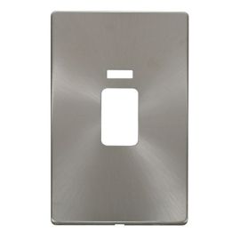 Click SCP203BS Brushed Steel Definity Screwless 45A Neon Vertical Switch Cover Plate image