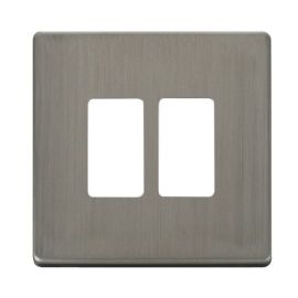 Click SCP20402SS GridPro Stainless Steel Screwless 2 Gang Definity Front Plate