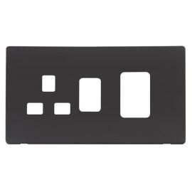 Click SCP204BK Matt Black Definity Screwless 45A Switch and Switched Socket Cover Plate image