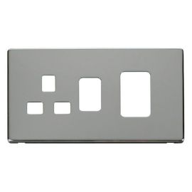 Click SCP204CH Polished Chrome Definity Screwless 45A Switch and Switched Socket Cover Plate image