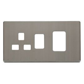 Click SCP204SS Stainless Steel Definity Screwless 45A Switch and Switched Socket Cover Plate image