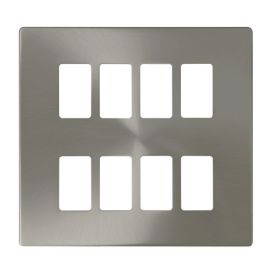 Click SCP20508BS GridPro Brushed Steel Screwless 8 Gang Definity Front Plate image