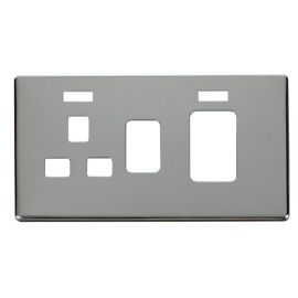Click SCP205CH Polished Chrome Definity Screwless 45A Switch and Neon Switched Socket Cover Plate image