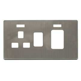 Click SCP205SS Stainless Steel Definity Screwless 45A Switch and Neon Switched Socket Cover Plate image