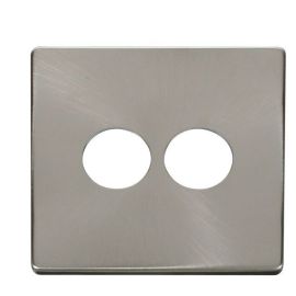 Click SCP222BS Brushed Steel Definity Screwless 2 Gang Toggle Switch Cover Plate image