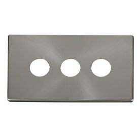 Click SCP223BS Brushed Steel Definity Screwless 3 Gang Toggle Switch Cover Plate image