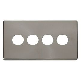 Click SCP224BS Brushed Steel Definity Screwless 4 Gang Toggle Switch Cover Plate image