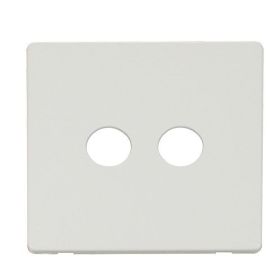Click SCP232MW Matt White Definity Screwless 2 Gang Co-Axial Satellite Socket Cover Plate image
