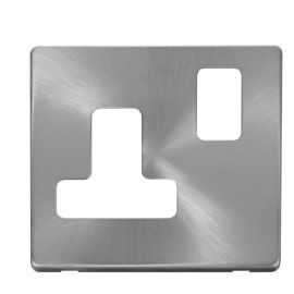 Click SCP234BS Brushed Steel Definity Screwless 1 Gang 15A Round Pin Switched Socket Cover Plate image