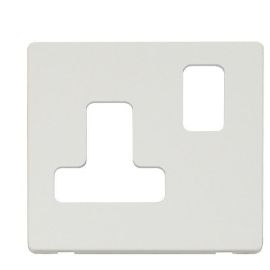 Click SCP234MW Matt White Definity Screwless 1 Gang 15A Round Pin Switched Socket Cover Plate image