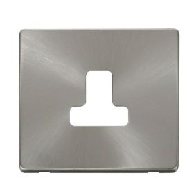 Click SCP238BS Brushed Steel Definity Screwless 1 Gang 5A Round Pin Socket Cover Plate image