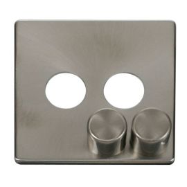 Click SCP242BS Brushed Steel Definity Screwless 2 Gang Dimmer Switch Cover Plate image