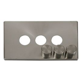 Click SCP243BS Brushed Steel Definity Screwless 3 Gang Dimmer Switch Cover Plate image