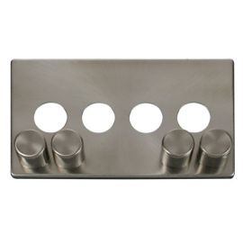 Click SCP244BS Brushed Steel Definity Screwless 4 Gang Dimmer Switch Cover Plate image