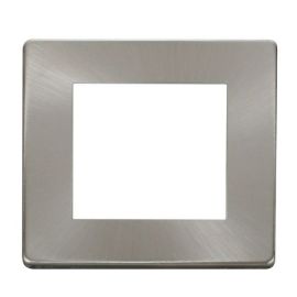 Click SCP311BS New Media Brushed Steel 1 Gang 2 Aperture Definity Cover Plate 