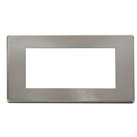 Click SCP312BS New Media Brushed Steel 2 Gang 4 Aperture Definity Cover Plate 