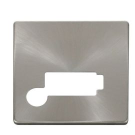 Click SCP350BS Brushed Steel Definity Screwless 13A Flex Outlet Lockable Fused Spur Unit Cover Plate image