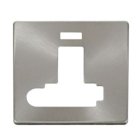 Click SCP352BS Brushed Steel Definity Screwless 13A Flex Outlet Neon Lockable Switched Fused Spur Unit Cover Plate image