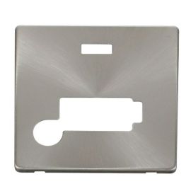 Click SCP353BS Brushed Steel Definity Screwless 13A Flex Outlet Neon Lockable Fused Spur Unit Cover Plate image