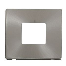 Click SCP402BS Brushed Steel Definity Screwless 1 Gang 2 Aperture Cover Plate image