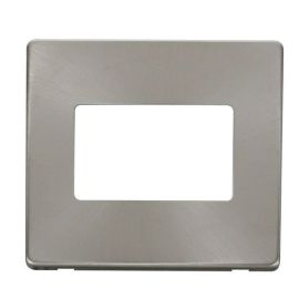 Click SCP403BS Brushed Steel Definity Screwless 1 Gang 3 Aperture Cover Plate