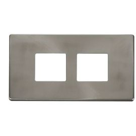 Click SCP404BS Brushed Steel Definity Screwless 2 Gang 2 Aperture Cover Plate image