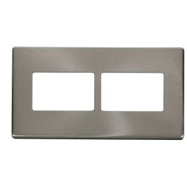 Click SCP406BS Brushed Steel Definity Screwless 2 Gang 3 Aperture Cover Plate image