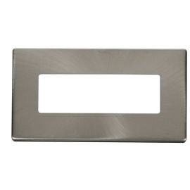 Click SCP426BS MiniGrid Brushed Steel Screwless 2 Gang 6 Inline Aperture Definity Unfurnished Front Plate image