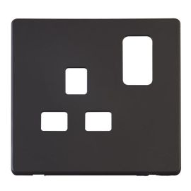 Click SCP435BK Matt Black Definity Screwless 1 Gang 13A Switched UK Socket Cover Plate image