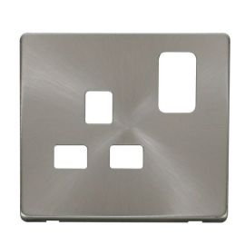 Click SCP435BS Brushed Steel Definity Screwless 1 Gang 13A Switched UK Socket Cover Plate image