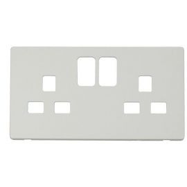 Click SCP436MW Matt White Definity Screwless 2 Gang 13A Switched UK Socket Cover Plate image