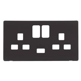 Click SCP470BK Matt Black Definity Screwless 2 Gang 13A 1x USB-A Switched UK Socket Cover Plate image