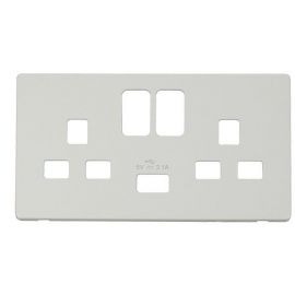 Click SCP470MW Matt White Definity Screwless 2 Gang 13A 1x USB-A Switched UK Socket Cover Plate image