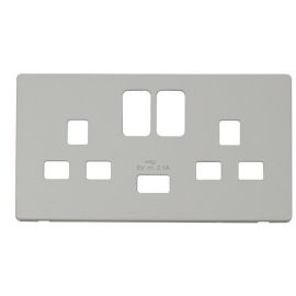 Click SCP470PW White Definity Screwless 2 Gang 13A 1x USB-A Switched UK Socket Cover Plate image