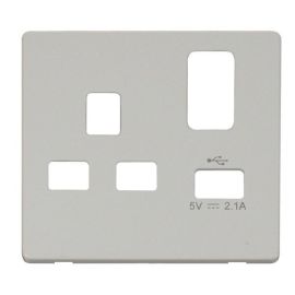 Click SCP471PW Polar White Definity Screwless 1 Gang 13A 1x USB-A Switched UK Socket Cover Plate image