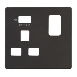 Click SCP471UBK Matt Black Definity Screwless 1 Gang 13A 1x USB-A Switched UK Socket Cover Plate image