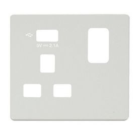 Click SCP471UMW Matt White Definity Screwless 1 Gang 13A 1x USB-A Switched UK Socket Cover Plate image