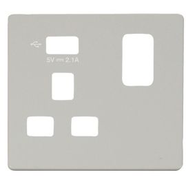 Click SCP471UPW Polar White Definity Screwless 1 Gang 13A 1x USB-A Switched UK Socket Cover Plate image
