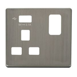 Click SCP471USS Stainless Steel Definity Screwless 1 Gang 13A 1x USB-A Switched UK Socket Cover Plate image
