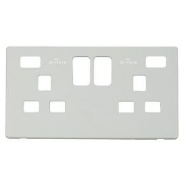 Click SCP480MW Matt White Definity Screwless 2 Gang 13A 2x USB-A Switched UK Socket Cover Plate image